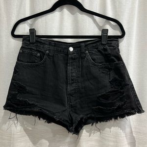 Abercrombie & Fitch High Waisted Black Denim Shorts